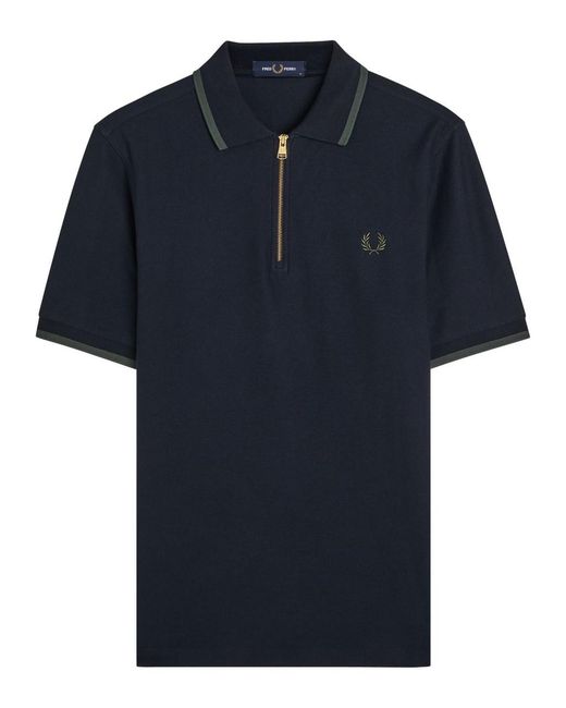 Fred Perry Blue Logo-Embroidered Cotton Polo Shirt for men