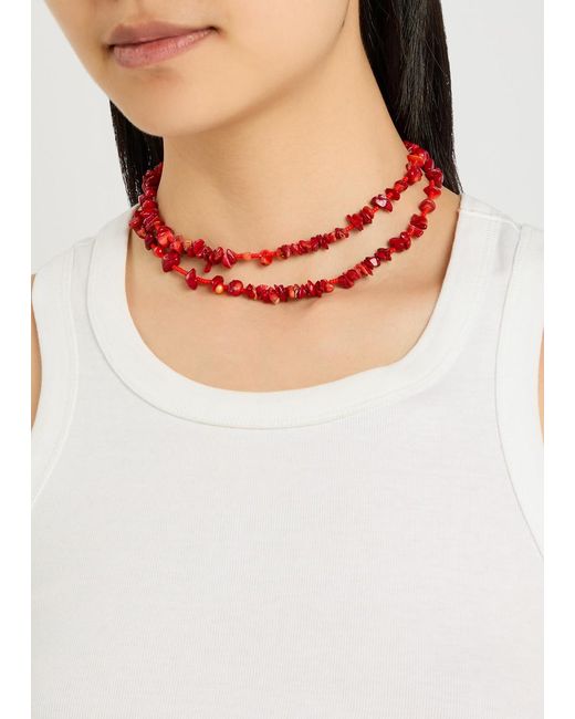 Anni Lu Red Reef Beaded 18Kt-Plated Belt