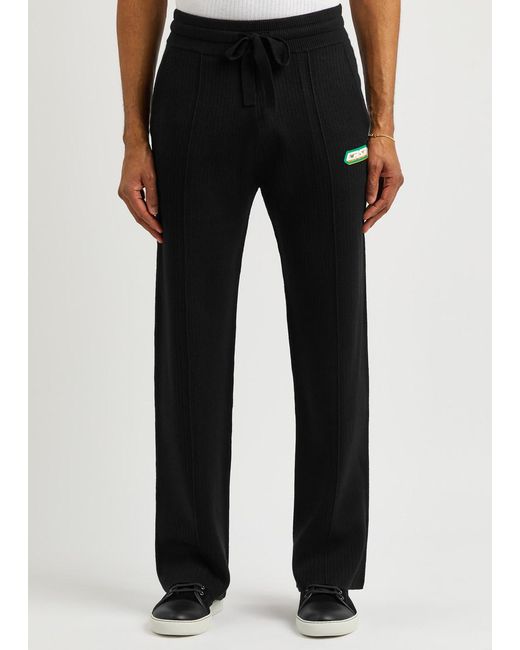 Casablancabrand Black Logo Ribbed Wool-blend Sweatpants for men