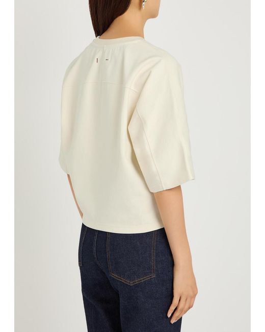 OSSOU White Rift Cropped Cotton-Blend T-Shirt