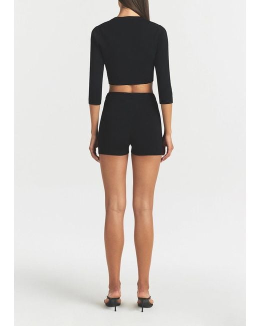 Skims Black Cropped Knit Cardigan