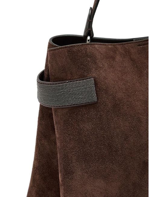 Brunello Cucinelli Brown Suede Tote Bag