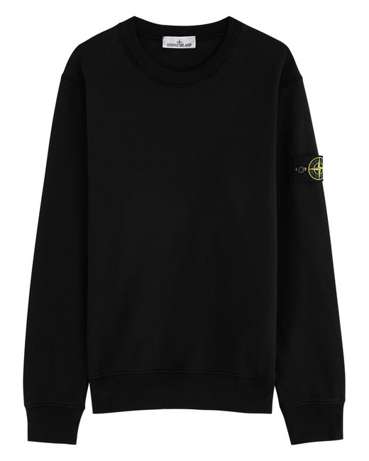 Stone Island Black Logo Cotton Sweatshirt for men