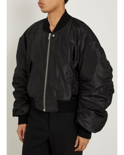 Rick Owens Black Secchia Silk Bomber Jacket for men