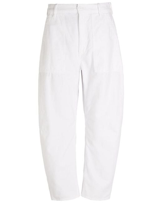 Polo Ralph Lauren White Barrel-Leg Cotton Trousers