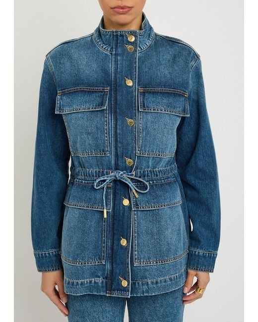 Veronica Beard Blue Truman Drawstring Denim Jacket