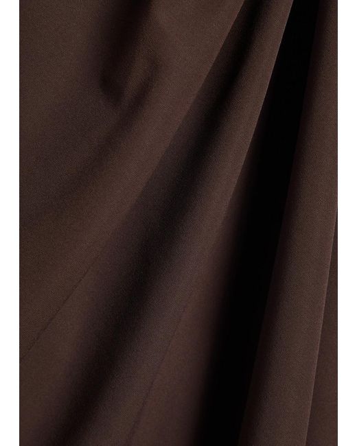 High Brown Aslant Draped Stretch-Jersey Top