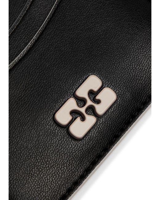 Ganni Black Bou Logo Leather Card Holder