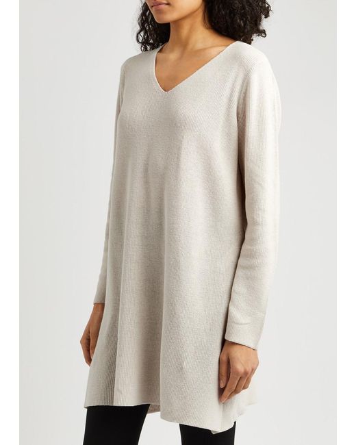 Eileen Fisher White Knitted Cotton Tunic