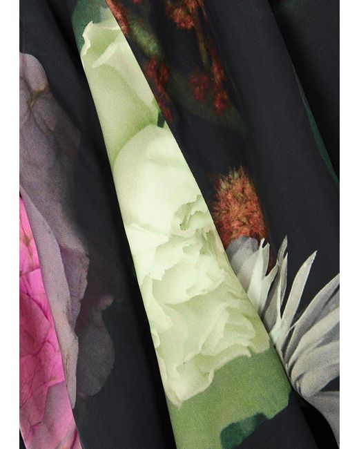 Stine Goya Black Fatou Floral-Print Satin Trousers