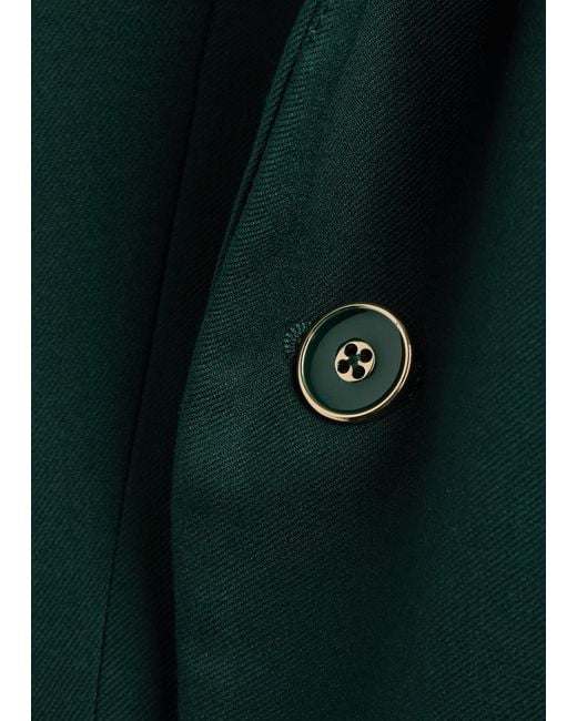 Veronica Beard Green Amos Double-Breasted Woven Blazer Jacket
