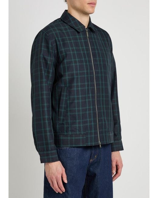Les Deux Blue Como Coach Checked Twill Jacket for men