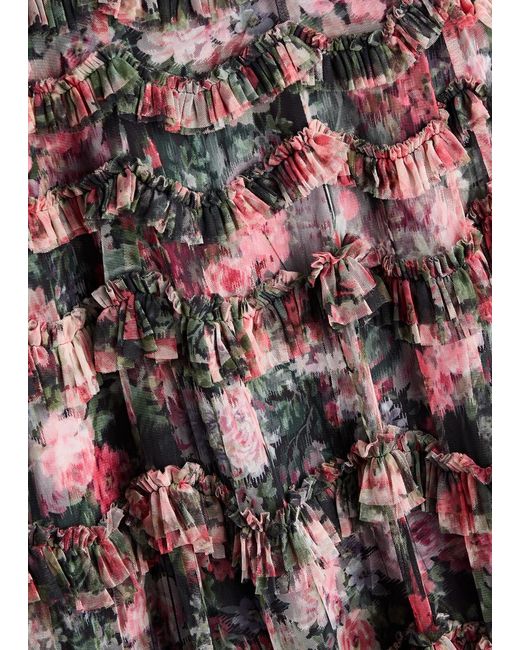 Needle & Thread Multicolor Midnight Dance Floral-Print Tulle Maxi Dress