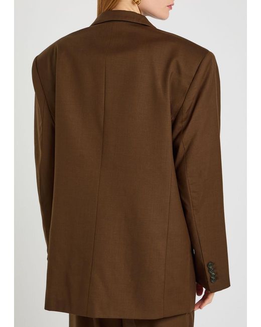 Ronny Kobo Brown 1988 Double-Breasted Woven Blazer