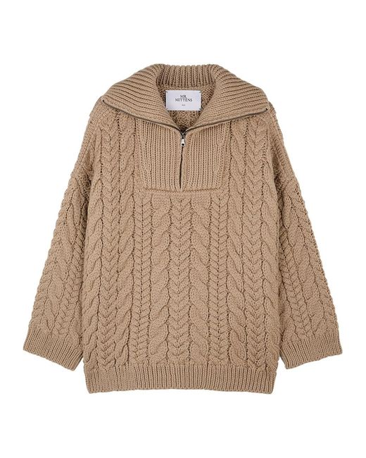 Mr. Mittens Natural Half-Zip Cable-Knit Wool Jumper