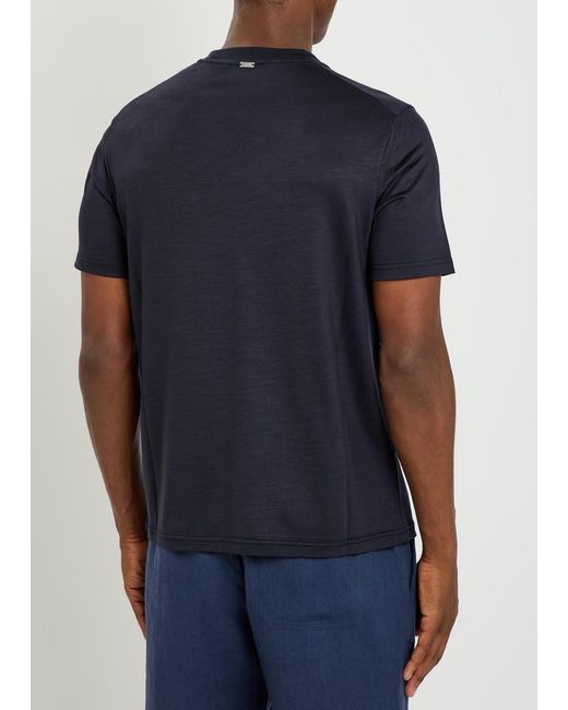 Herno Blue Wool-Jersey T-Shirt for men