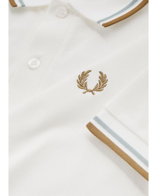 Fred Perry White Logo-Embroidered Piqué Cotton Polo Shirt for men
