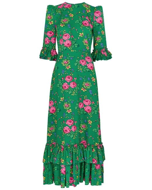 The Vampire's Wife Green No Place Like Home Printed Cotton Midi Dress