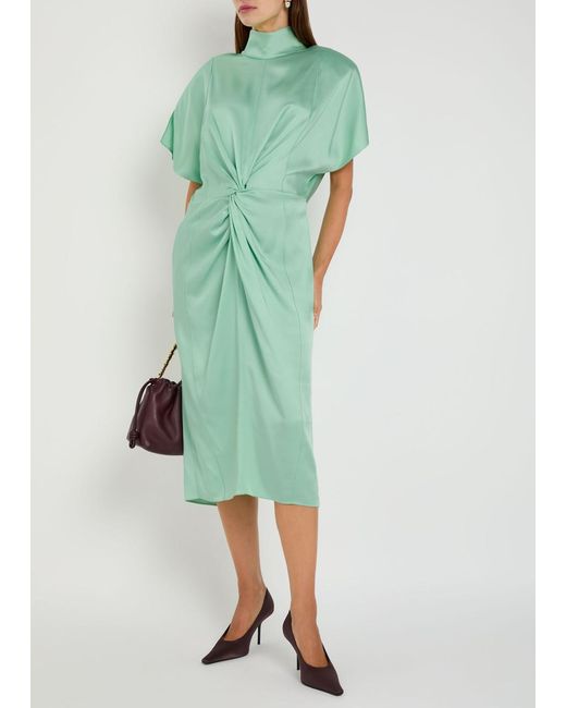 Stella McCartney Green Twisted Satin Midi Dress