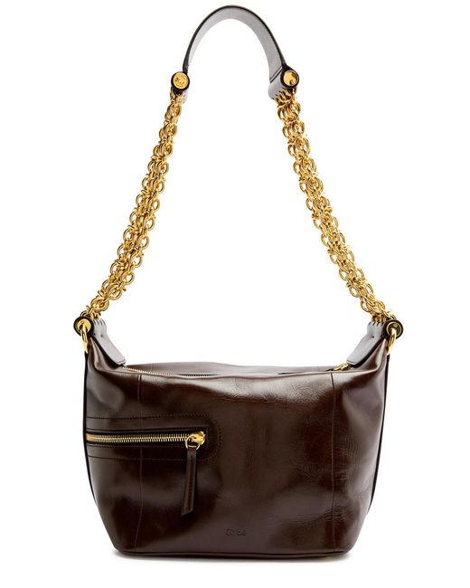 Chloé Brown Glossed Leather Camera Bag