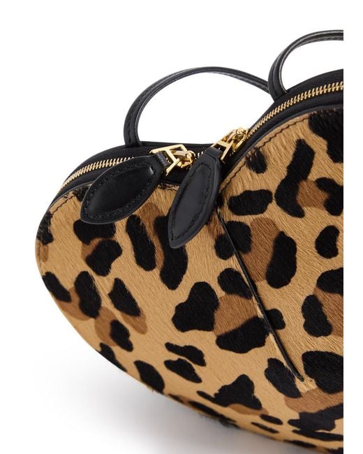 Alaïa Natural Le Coeur-Print Calf Hair Crossbody Bag