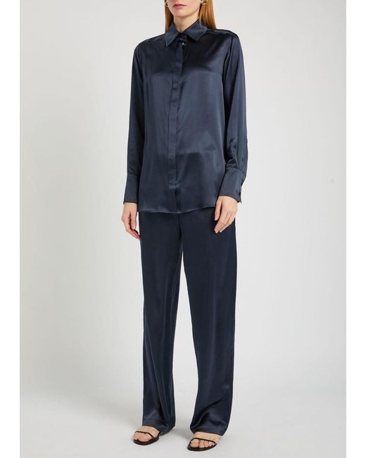 Olivia Von Halle Blue Bacall Silk Pyjama Set