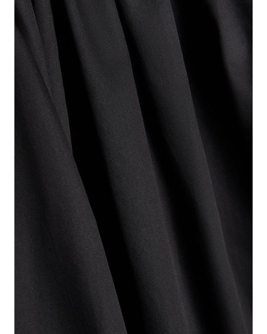 TOVE Black Amina Gathered Cotton Midi Dress