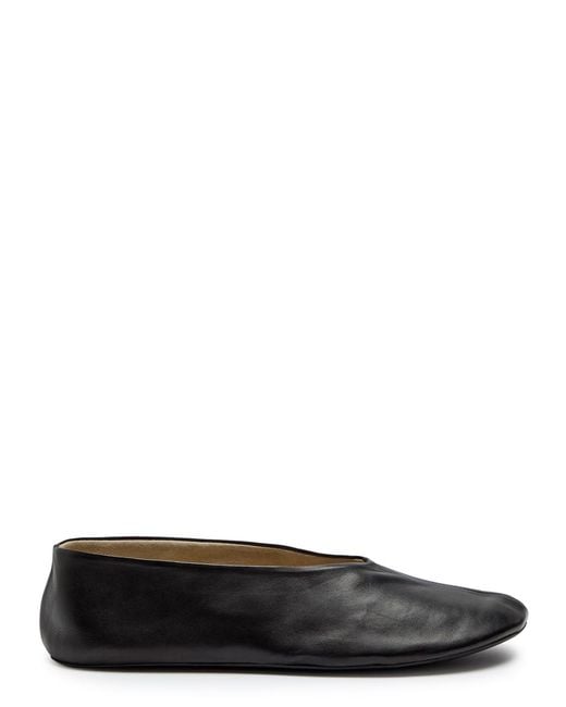 The Row Black Stella Leather Ballet Flats