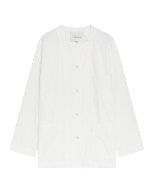 Studio Nicholson White Patch Pocket Cotton Shirt
