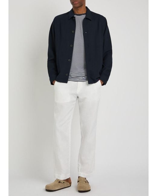 Sunspel Blue Striped Cotton T-Shirt for men