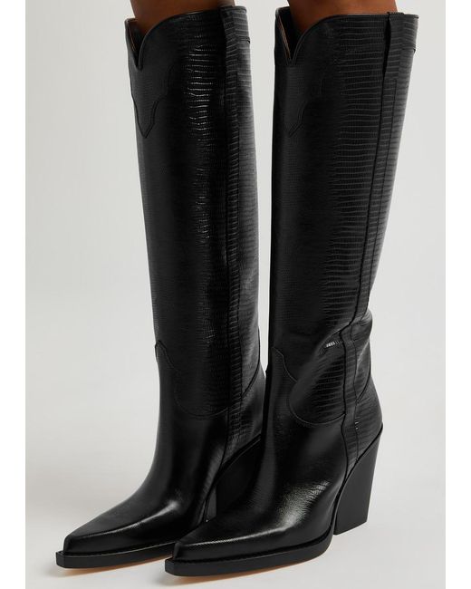 Paris Texas El Dorado 100 Leather Kneehigh Cowboy Boots in Black Lyst