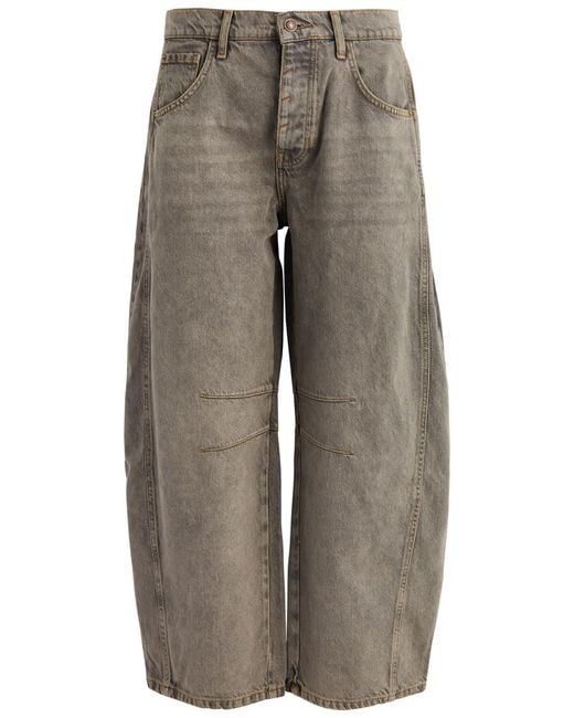 Free People Gray Lucky You Barrel-Leg Jeans