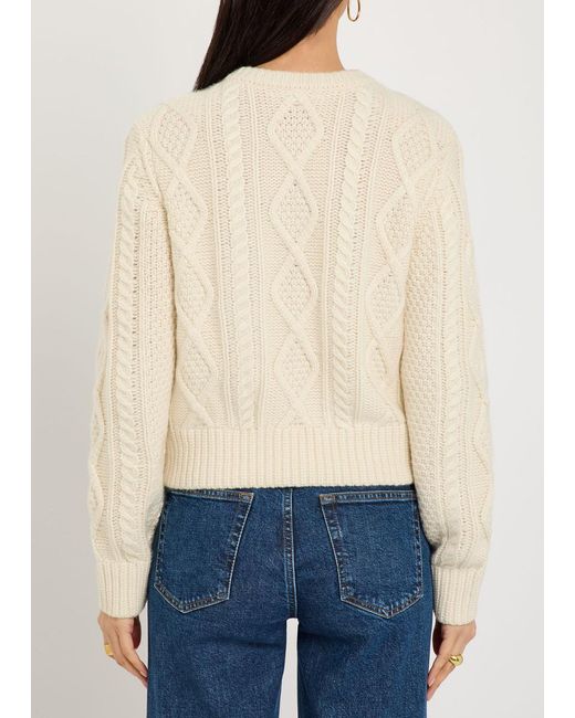 FRAME Natural Cable-Knit Cashmere Cardigan