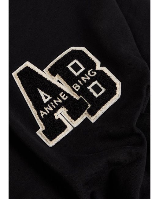 Anine Bing Black Miles Letterman Cotton Sweatshirt