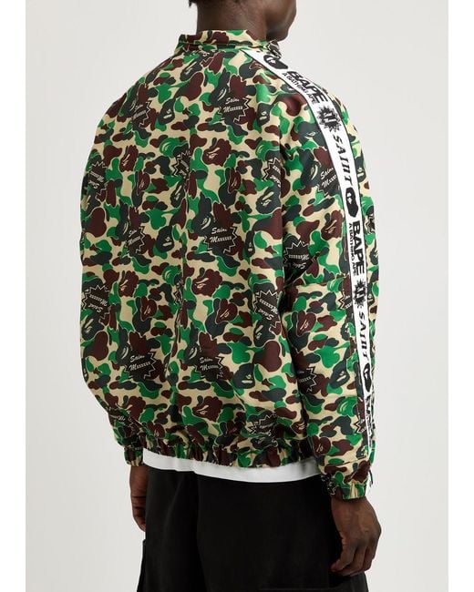 SAINT Mxxxxxx Green X A Bathing Ape Printed Nylon Track Jacket for men