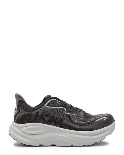 Hoka One One Gray Clifton 10 Jacquard Mesh-Knit Sneakers for men