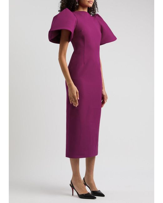 Solace London Purple Lora Crepe Midi Dress