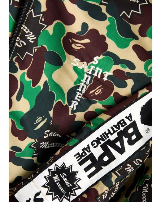 SAINT Mxxxxxx Green X A Bathing Ape Printed Nylon Track Jacket for men
