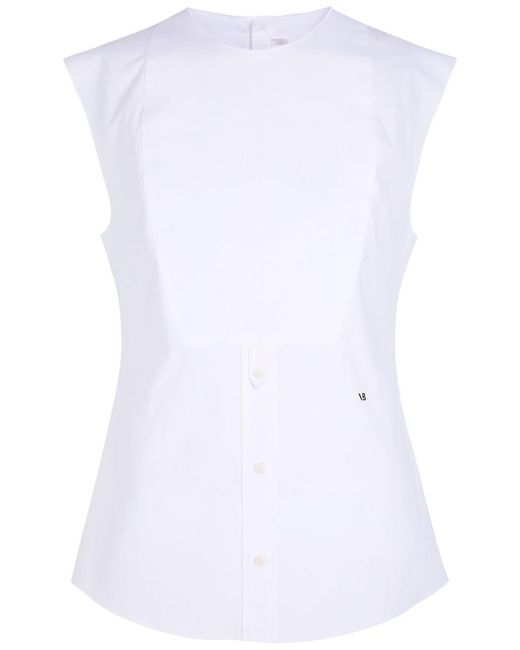 Victoria Beckham White Panelled Cotton-Poplin Shirt