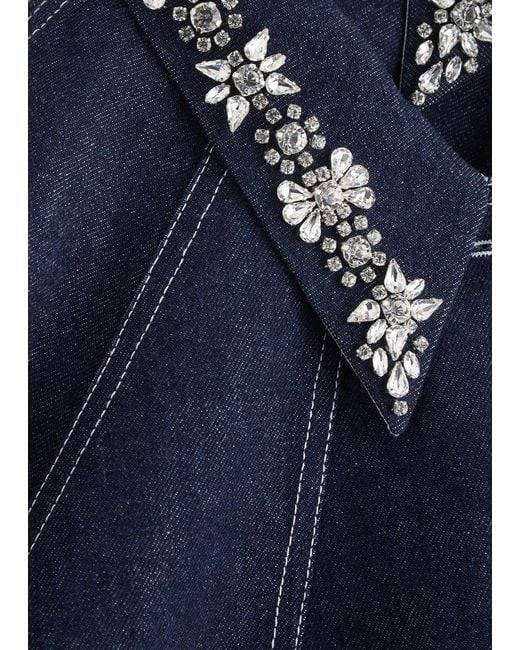 Huishan Zhang Blue Travis Crystal-Embellished Denim Jacket