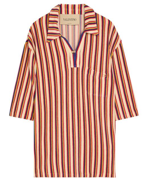 Valentino Red Striped Terry Shirt for men