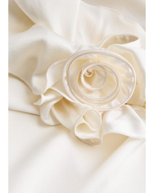 De La Vali White Esperanza Stretch-Silk Maxi Dress