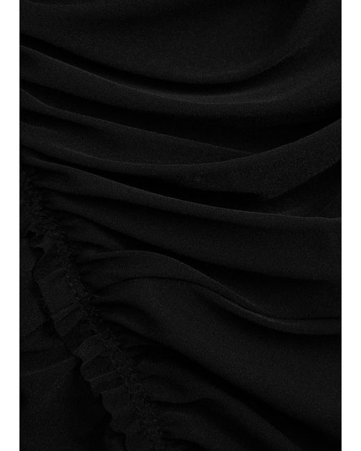 Helmut Lang Black Ruched Chiffon Mini Dress