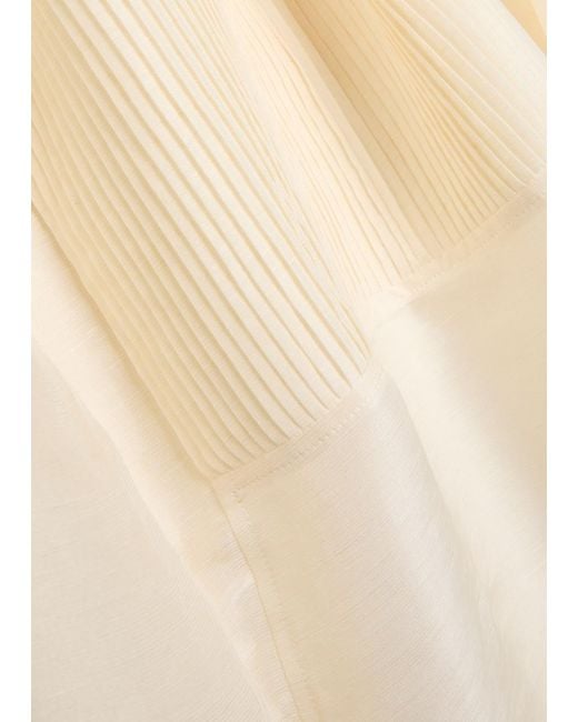 Tory Burch Natural Pintucked Linen And Silk-Blend Tunic