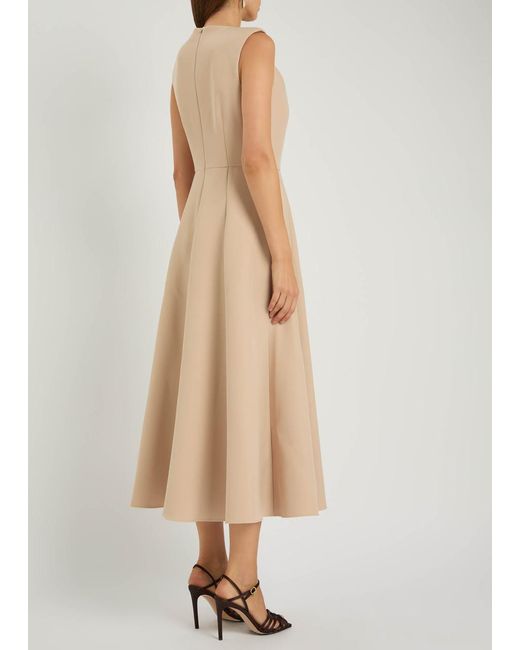 Roland Mouret Natural Panelled Crepe Midi Dress