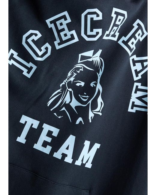 ICECREAM Blue Team Printed Hooded Cotton Sweatshirt for men