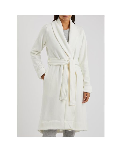 Ugg White Duffield Ii Fleece Lined Cotton Jersey Robe , Robe, Belt Loops