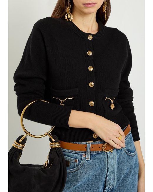 Chloé Black Embellished-Pocket Wool And Cashmere-Blend Cardigan