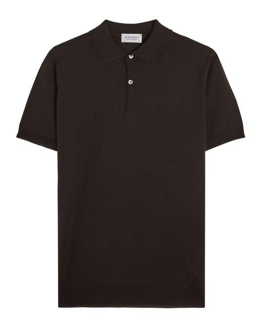 John Smedley Black Payton Merino Wool Polo Shirt for men