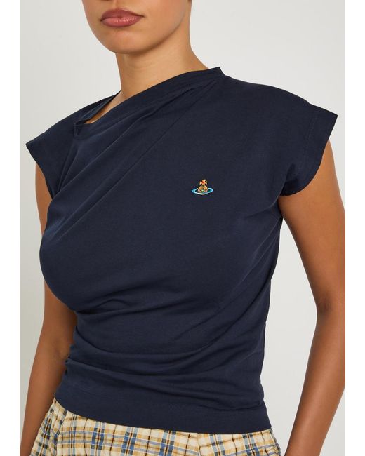 Vivienne Westwood Blue Hebo Asymmetric Cotton Top